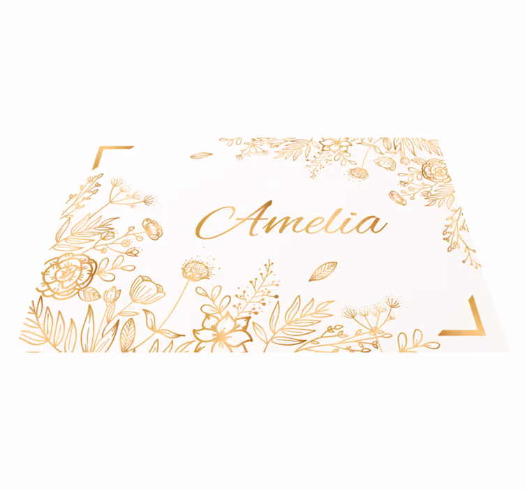 Tappeto vinile con nome benvenuto floreale personalizzato - TenStickers