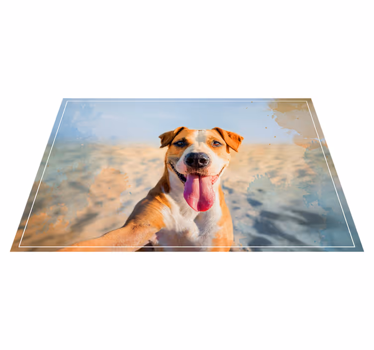 Tappeto vinile animali ritratto canino sorridente - TenStickers