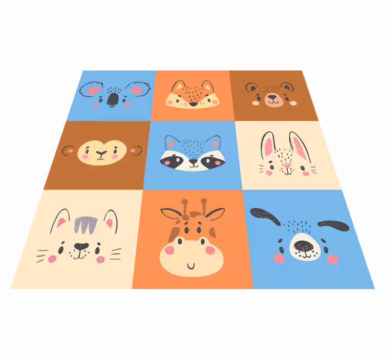 Tappeto vinile per bambini piastrelle di cuccioli di animali - TenStickers