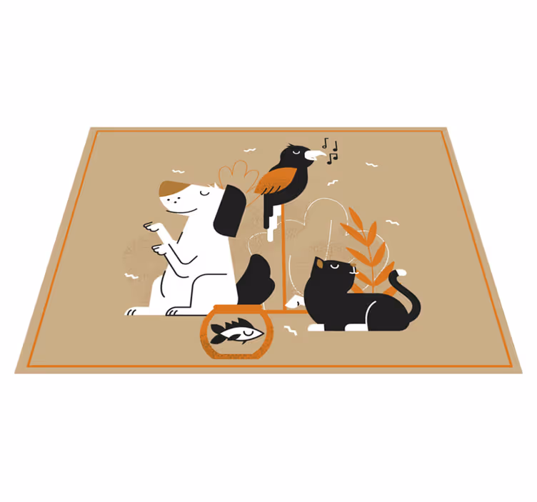 Tappeto vinile animali illustrazione beige di animali - TenStickers