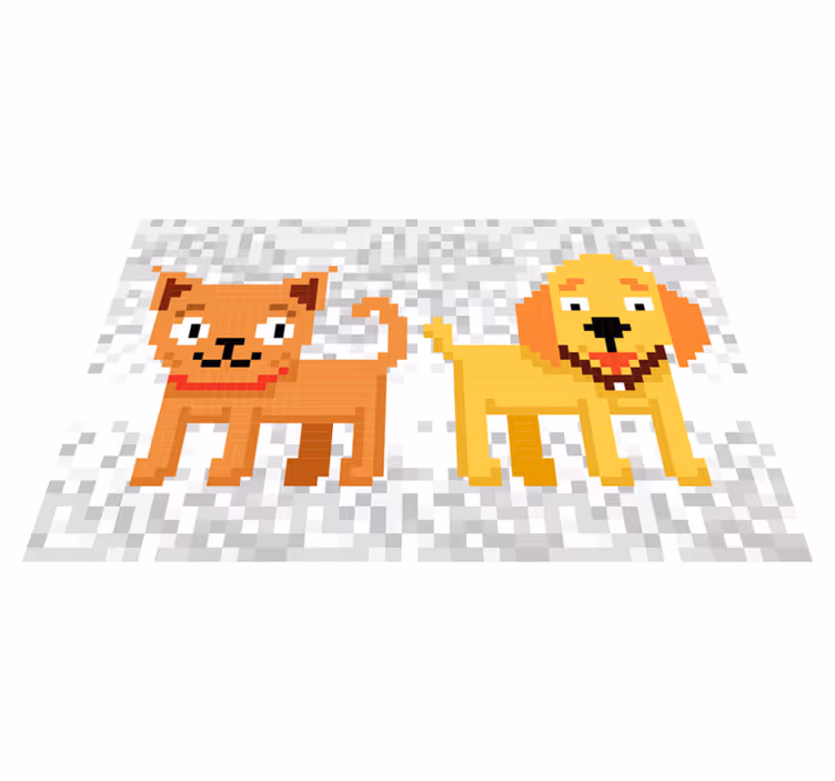 Tappeto vinile per bambini amici animali pixelati - TenStickers