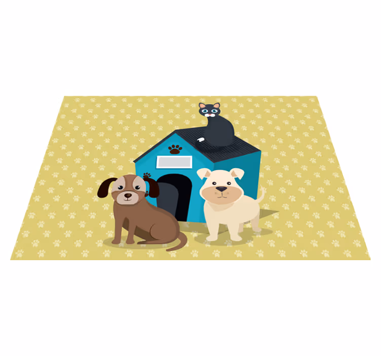 Tappeto vinile animali cani a casa - TenStickers