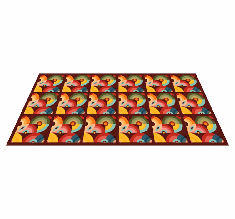 Tappeto vinile vintage forme circolari colorate retrò - TenStickers