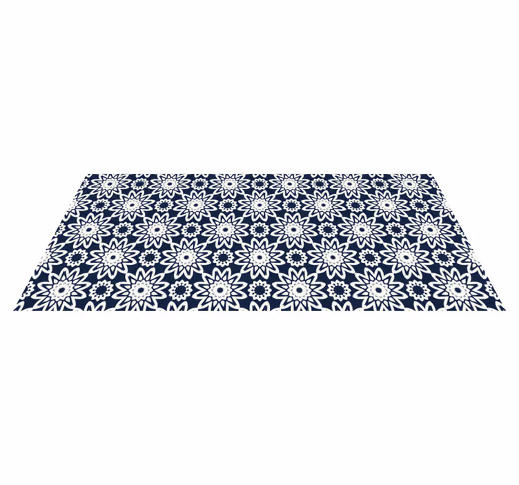 Tappeto pvc cucina disegno floreale blu navy - TenStickers