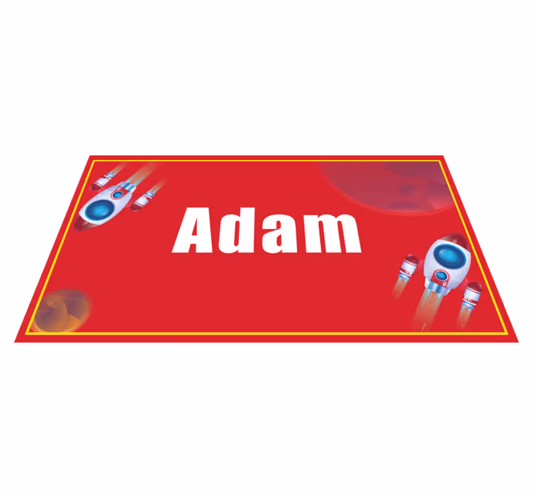 Tappeto vinile per bambini razzo con nome personalizzato - TenStickers