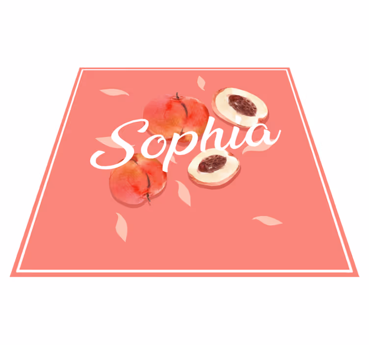 Tappeto vinile per ragazzi pesche rosa con nome - TenStickers