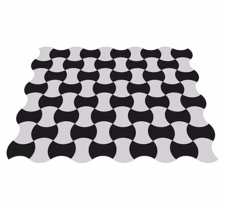 Tappeto vinile geometrico curve in bianco e nero - TenStickers