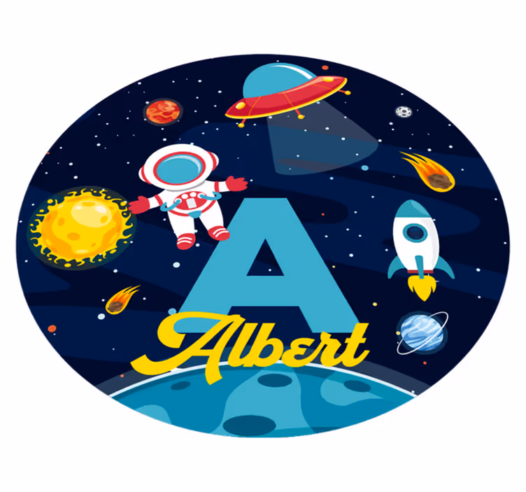Tappeto vinile per bambini nome personalizzato nello spazio - TenStickers