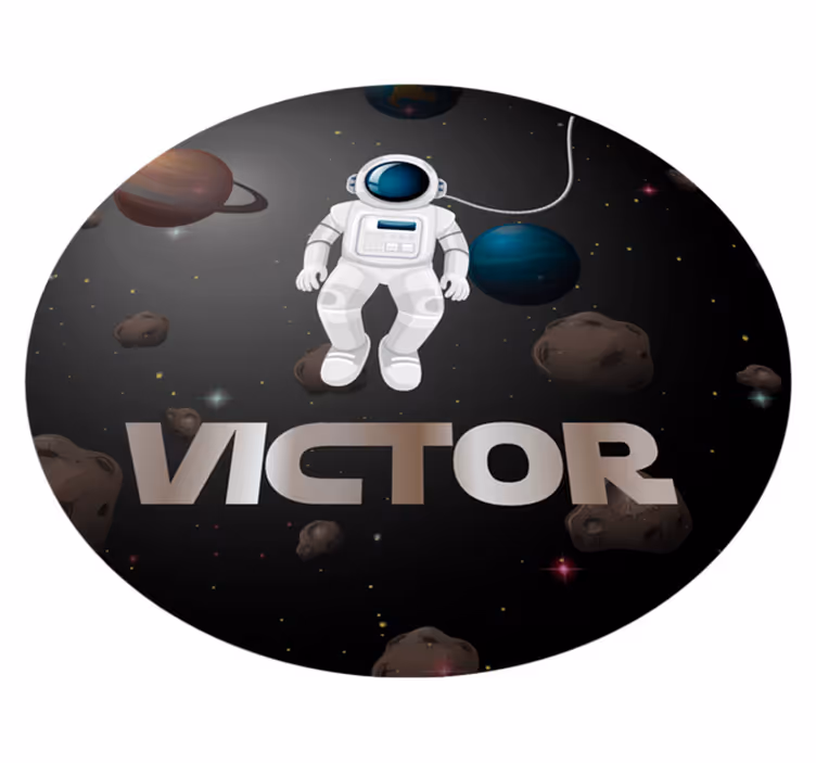 Tappeto vinile per bambini astronauta dell'universo con nome - TenStickers