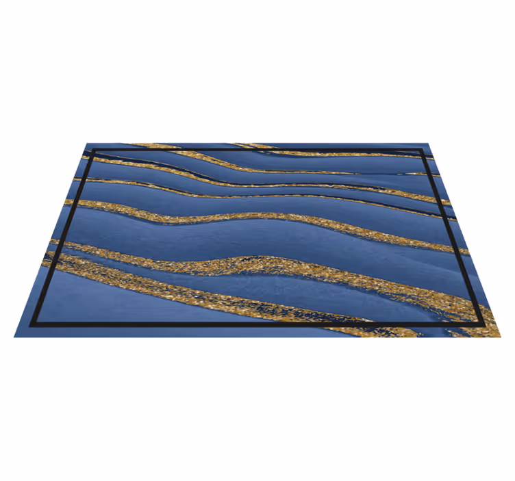 Tappeto vinile effetto marmo onde blu e dorate - TenStickers