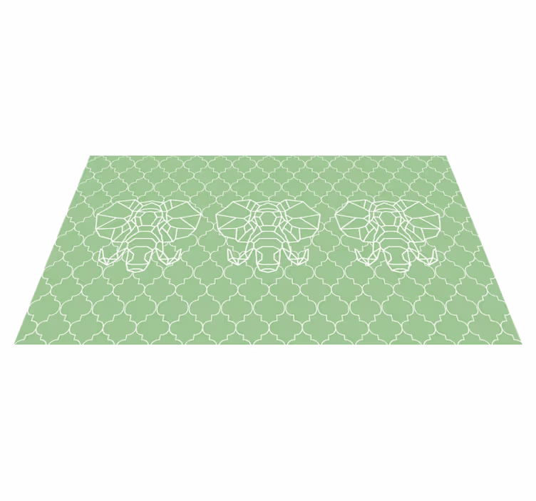 Tappeto vinile animali elefanti geometrici verdi - TenStickers