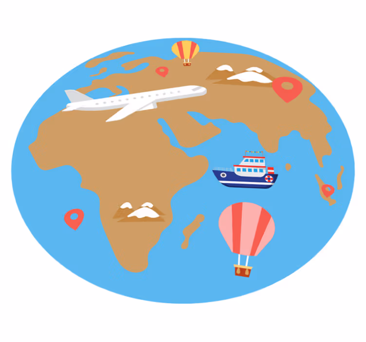 Tappeto vinile mappamondo viaggio ispirato avventura - TenStickers