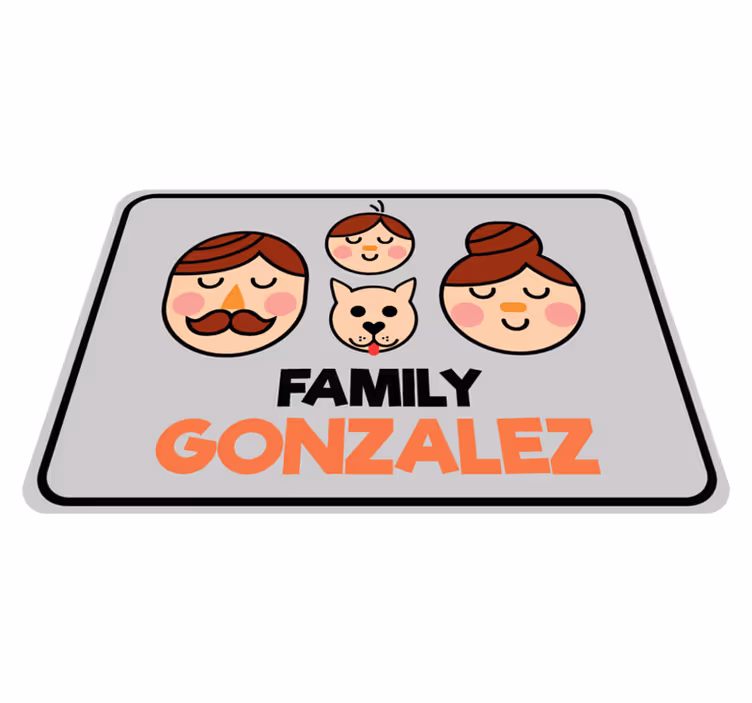 Tappeto vinile con nome ritratto di famiglia personalizzato - TenStickers