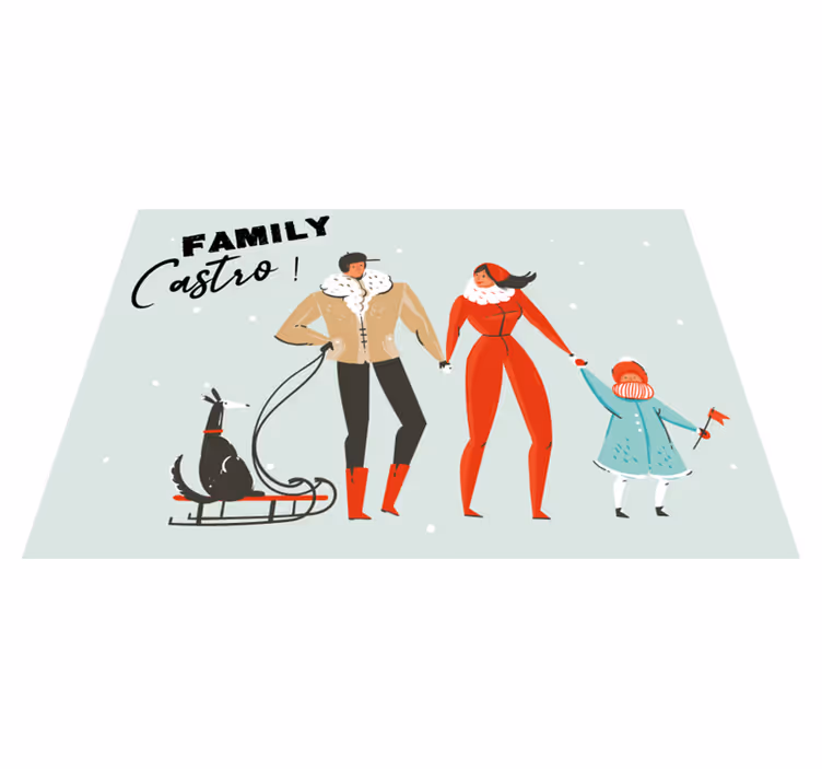 Tappeto vinile con nome famiglia invernale personalizzata - TenStickers