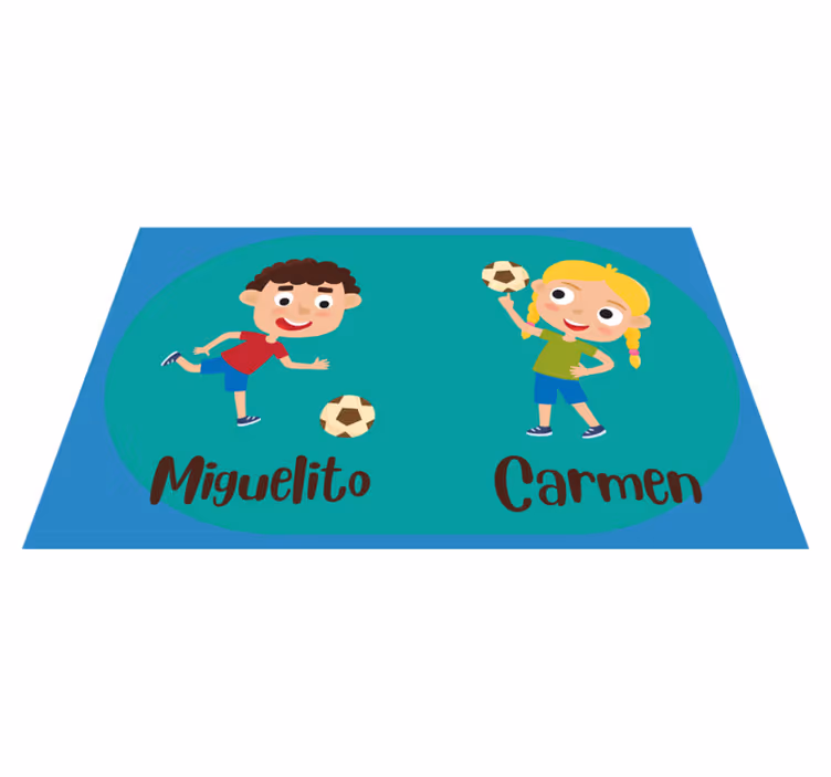 Tappeto vinile per bambini calcio con nome - TenStickers