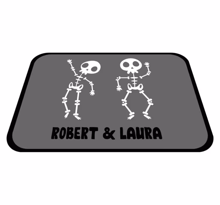 Tappeto vinile con nome duo di scheletri - TenStickers