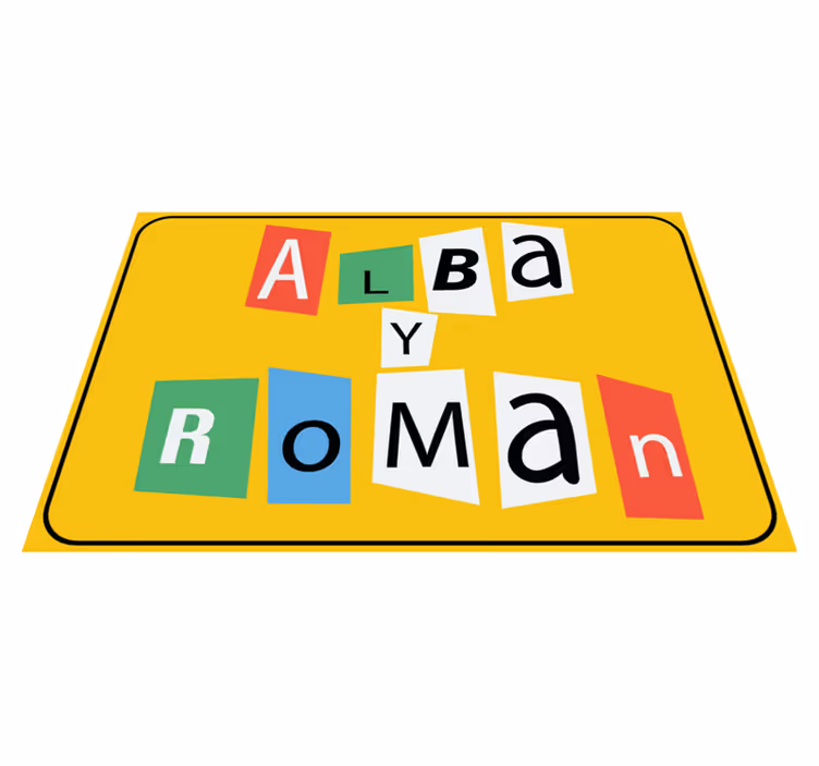 Tappeto vinile con nome pezzi di puzzle per coppia - TenStickers