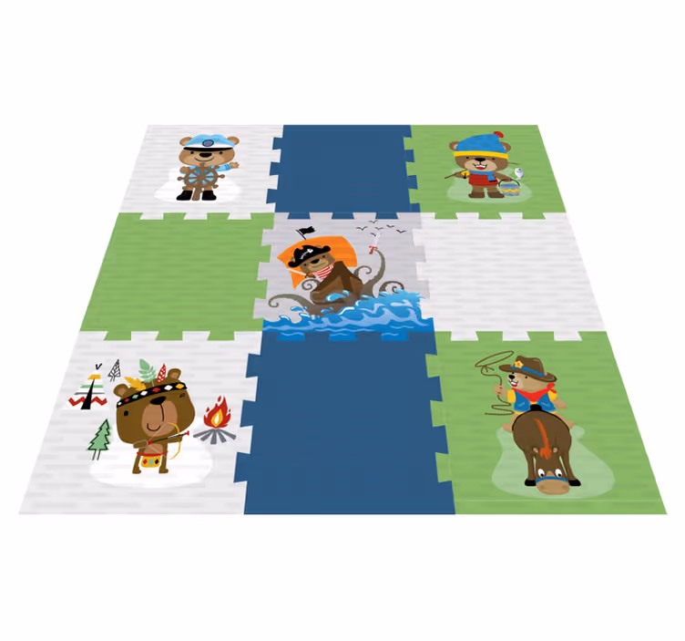 Tappeto vinile per bambini avventura con un orso carino - TenStickers