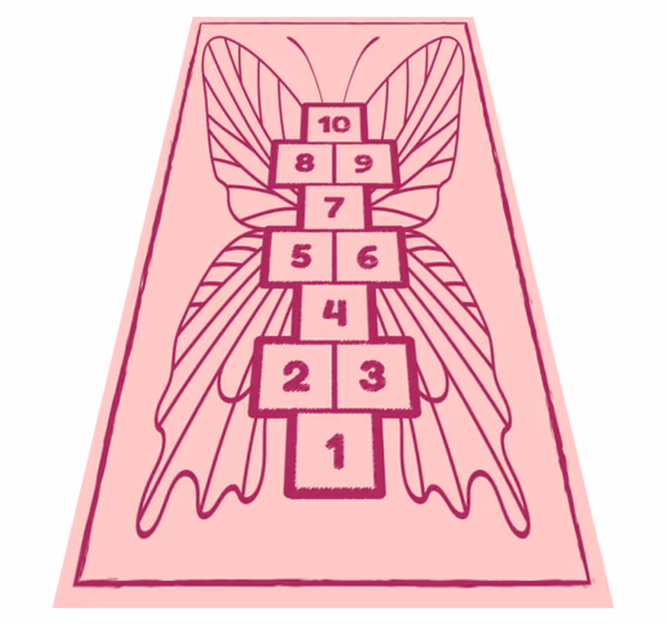 Tappeto vinile giochi farfalla rosa campana - TenStickers