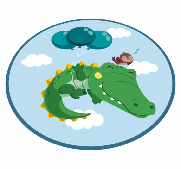 Tappeto vinile bebé felice avventura con il coccodrillo - TenStickers