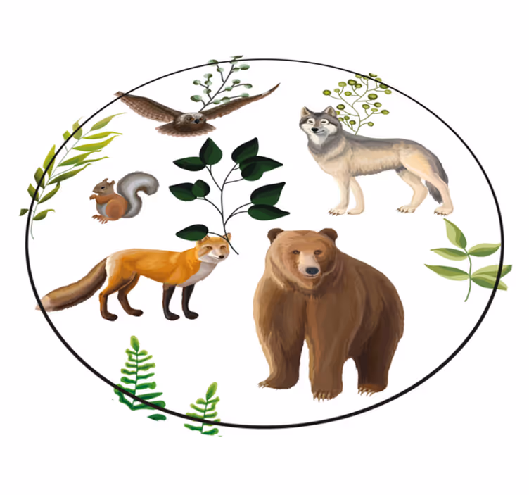 Tappeto vinile per bambini creature amichevoli della foresta - TenStickers