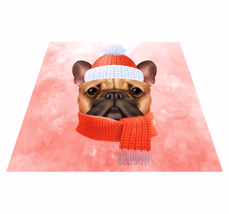 Tappeto vinile animali bulldog francese invernale - TenStickers
