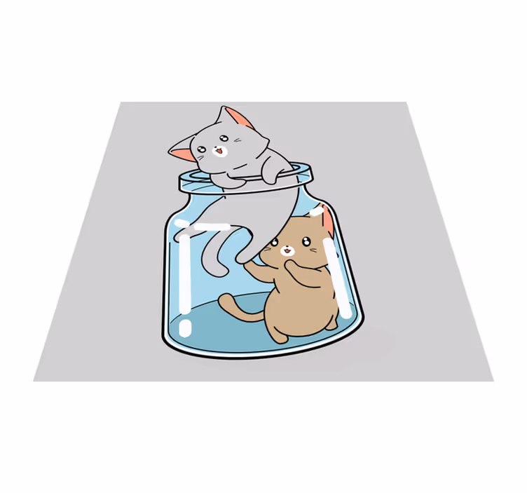 Tappeto vinile animali barattolo di gatti carini - TenStickers