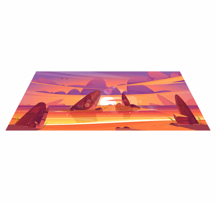 Tappeto vinile natura viste del tramonto sul dessert - TenStickers