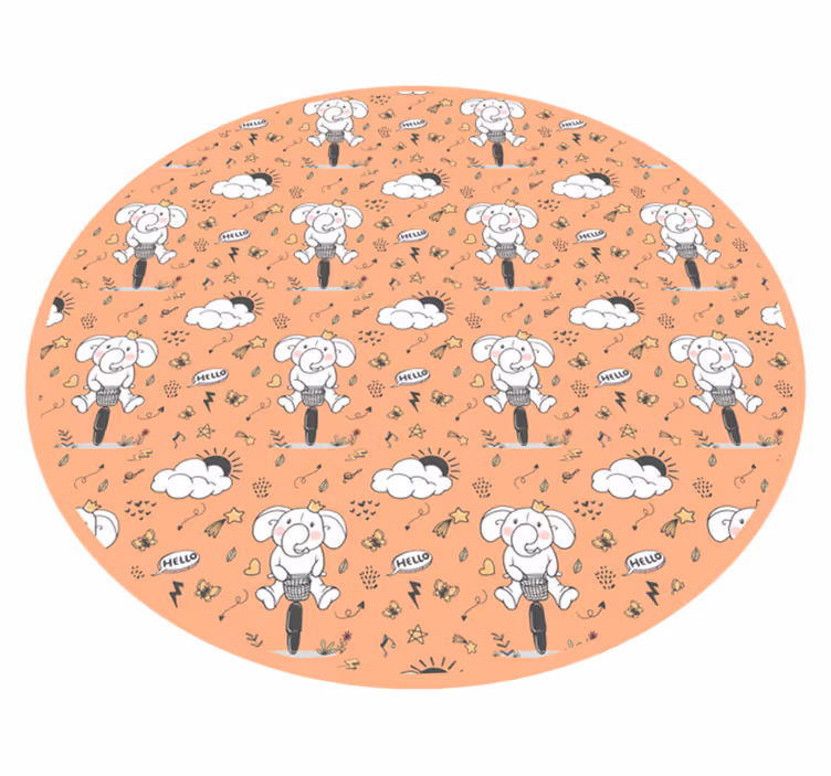Tappeto vinile per bambini tema allegro dell'elefante - TenStickers