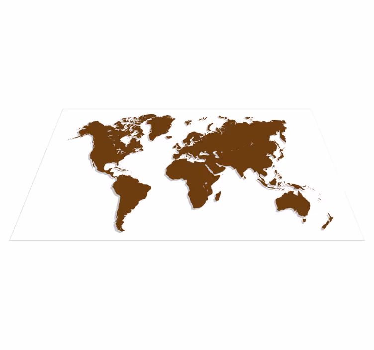 Tappeto vinile mappamondo contorno marrone e sfondo bianco - TenStickers
