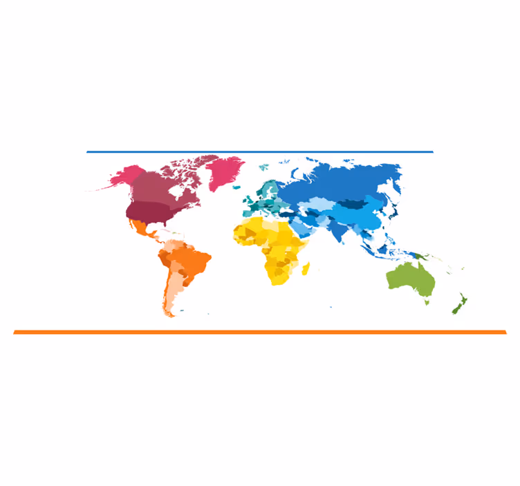 Tappeto vinile mappamondo colori della mappa del mondo - TenStickers