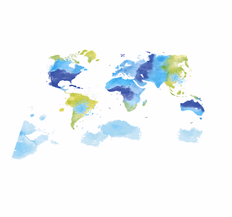 Tappeto vinile mappamondo acquerello blu e verde - TenStickers