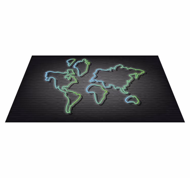 Tappeto vinile mappamondo contorno al neon - TenStickers