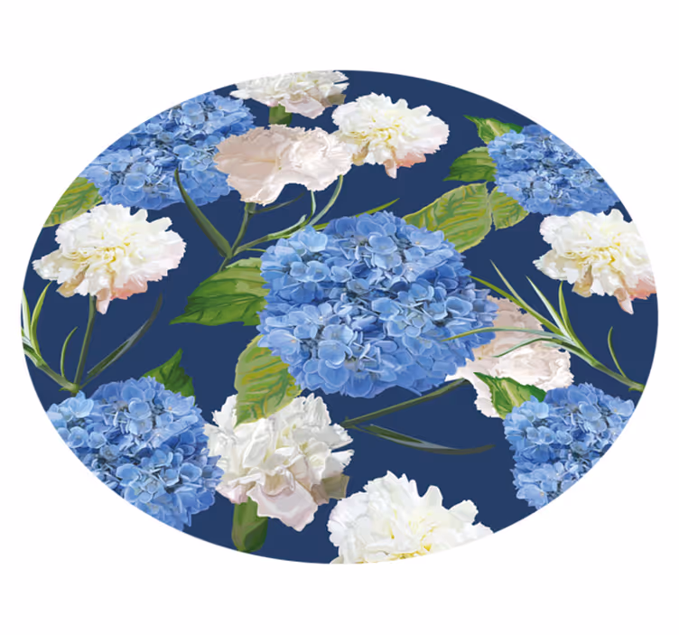 Tappeto vinile fiori motivo ortensia - TenStickers
