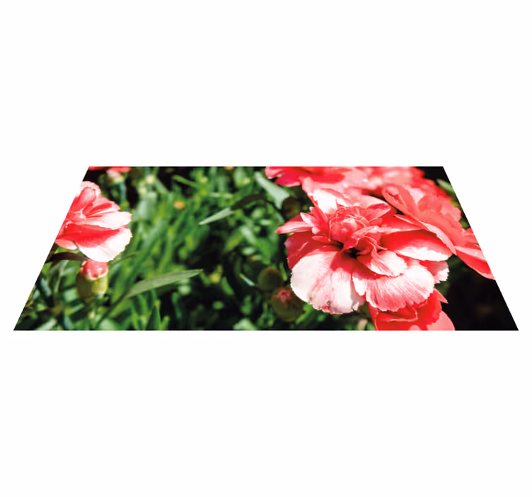 Tappeto vinile fiori fiori rosa e vegetazione - TenStickers