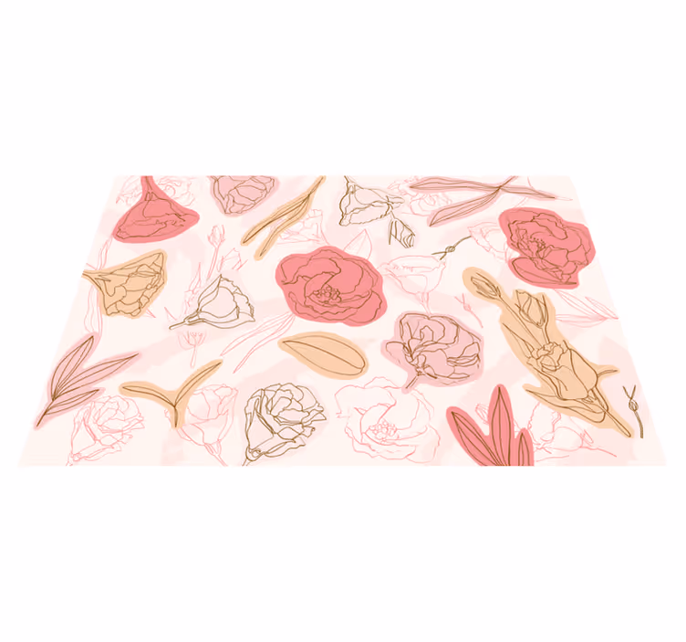 Tappeto vinile fiori stile di contorno botanico - TenStickers
