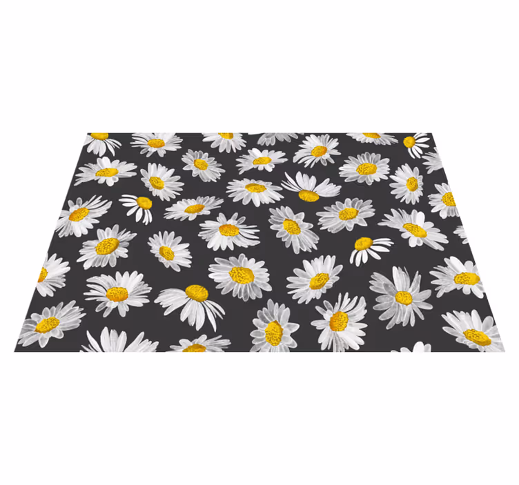 Tappeto vinile fiori motivo grigio margherita - TenStickers