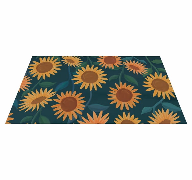 Tappeto vinile fiori motivo girasole vintage - TenStickers