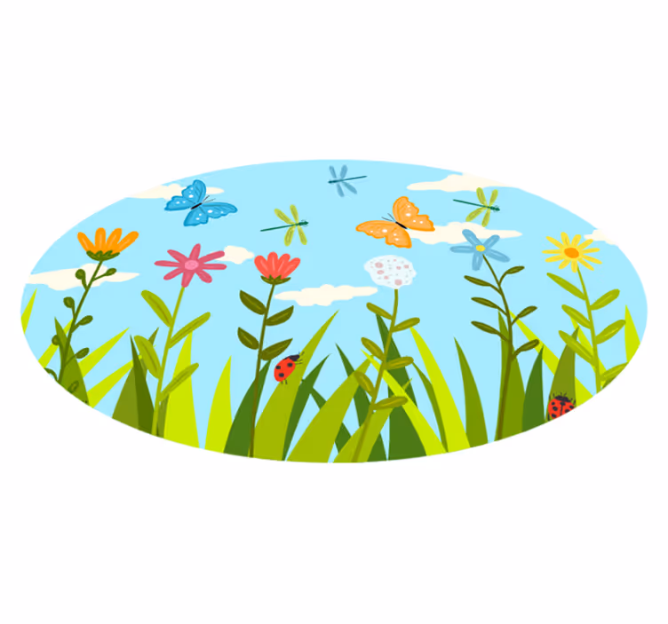Tappeto vinile fiori scena di giardino floreale - TenStickers