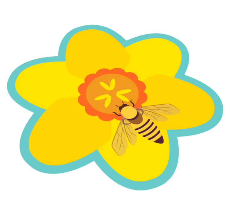 Tappeto vinile fiori ape su un girasole - TenStickers