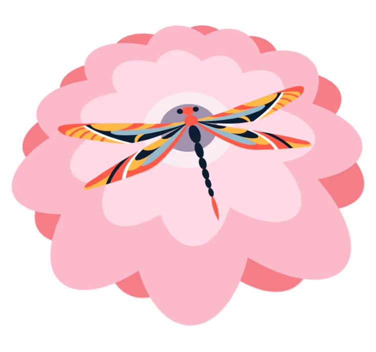 Tappeto vinile fiori centrotavola libellula colorata - TenStickers