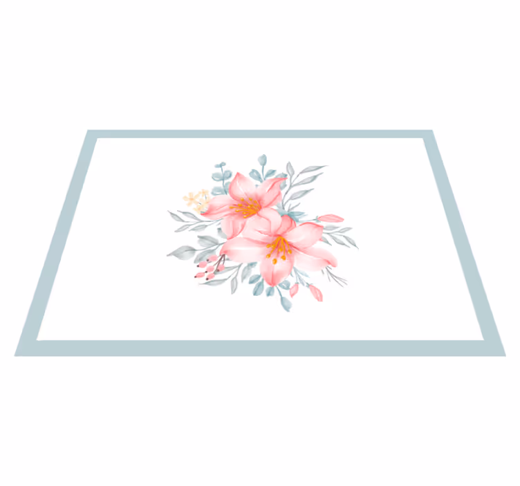 Tappeto vinile fiori eleganza floreale rosa - TenStickers