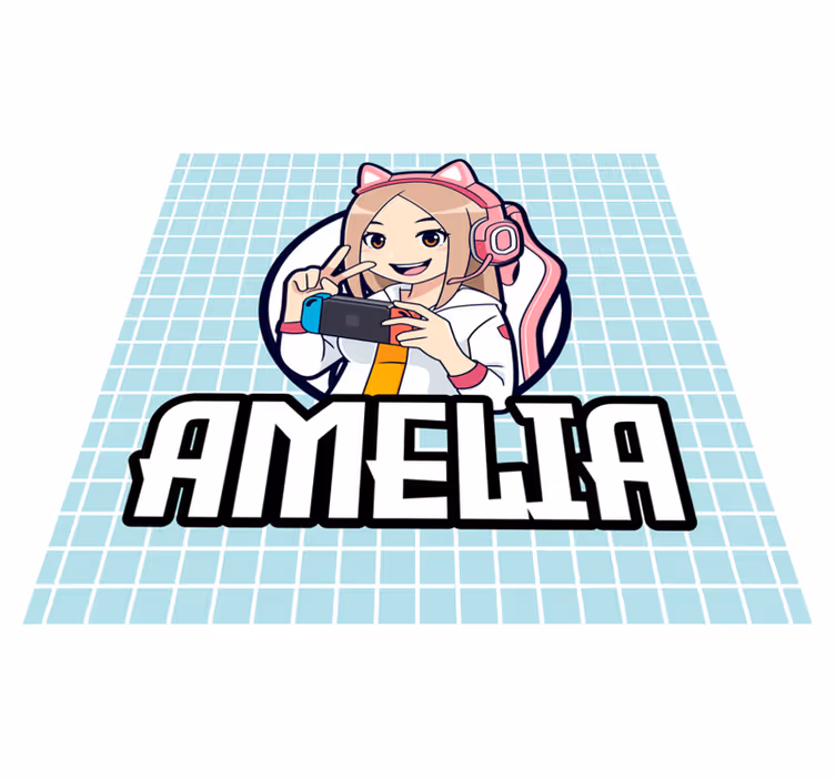 Tappeto vinile per ragazzi ragazza che gioca con nome - TenStickers
