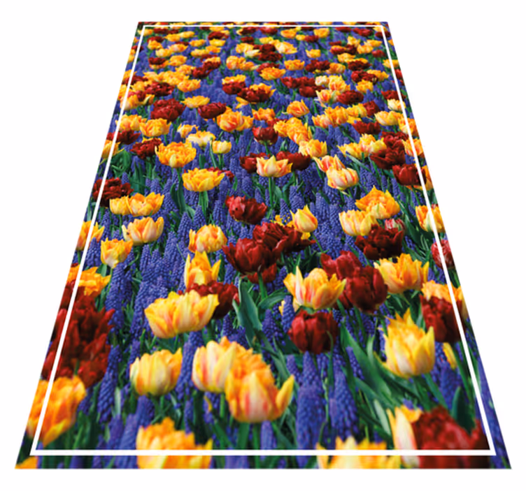 Tappeto vinile fiori progettazione del giardino dei tulipani - TenStickers