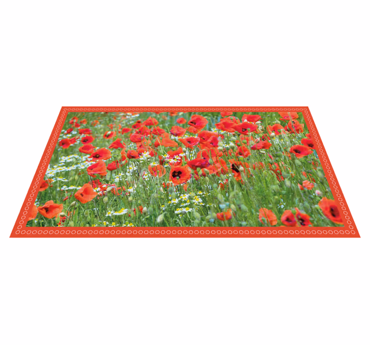 Tappeto vinile fiori campo di papaveri realistico - TenStickers