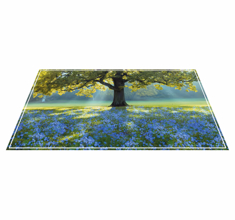 Tappeto vinile natura scena di albero in fiore - TenStickers