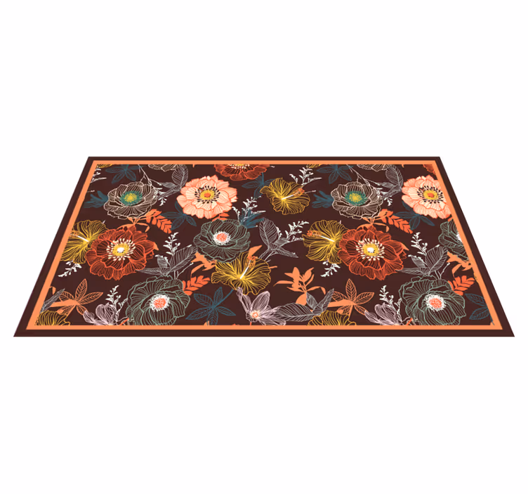 Tappeto vinile fiori design vintage a raffica - TenStickers