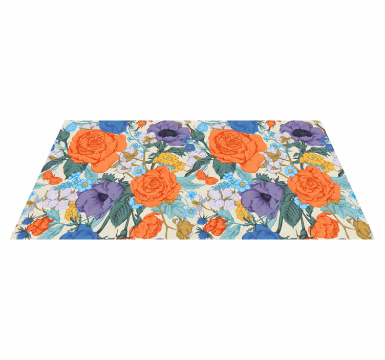 Tappeto vinile fiori composizione floreale vibrante - TenStickers