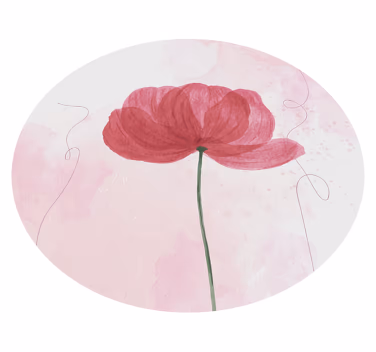 Tappeto vinile fiori disegno di papavero ad acquerello - TenStickers
