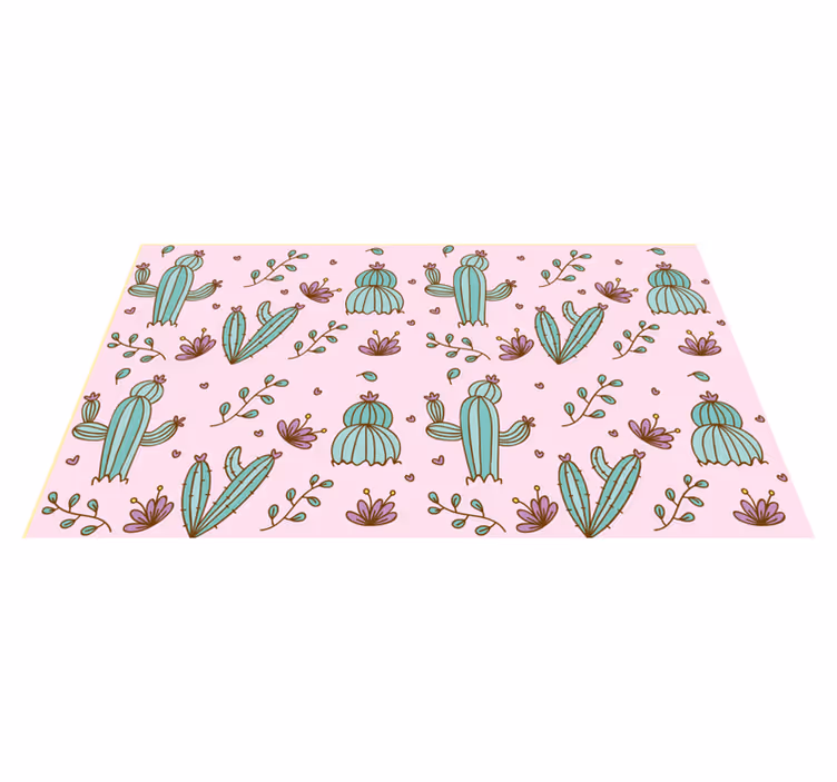 Tappeto vinile fiori motivo floreale di cactus - TenStickers